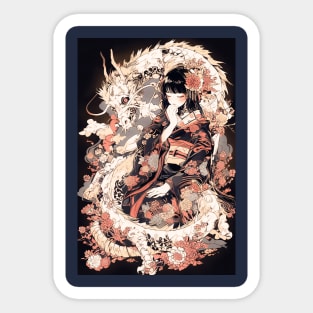 Geisha and Dragon 7809 Sticker